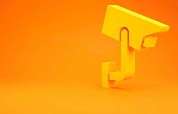 Yellow Security camera icon isolated on orange background. Minimalism concept. 3d illustration 3D render