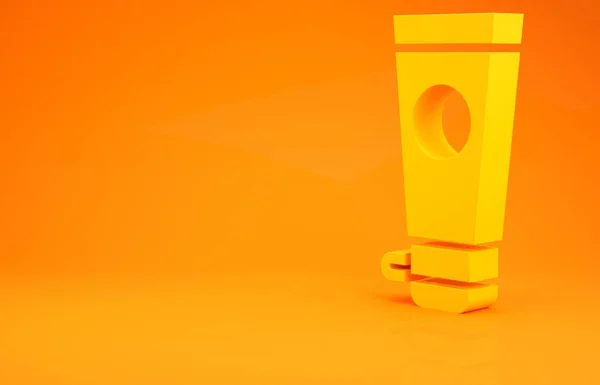 Κίτρινη Κρέμα Λοσιόν Καλλυντικά Σωλήνα Εικονίδιο Απομονώνονται Πορτοκαλί Φόντο Προϊόντα — Φωτογραφία Αρχείου