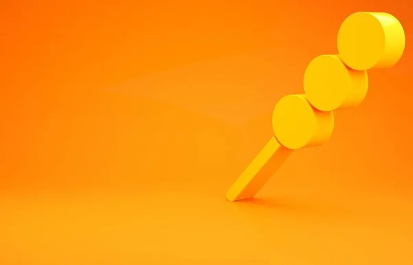 Gelbe Fleischbällchen Auf Holzstäbchen Symbol Isoliert Auf Orangefarbenem Hintergrund Spieß — Stockfoto