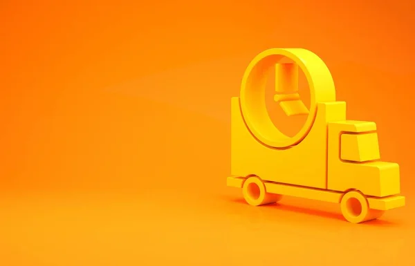 Gelber Logistik Lieferwagen Und Uhr Symbol Isoliert Auf Orangefarbenem Hintergrund — Stockfoto