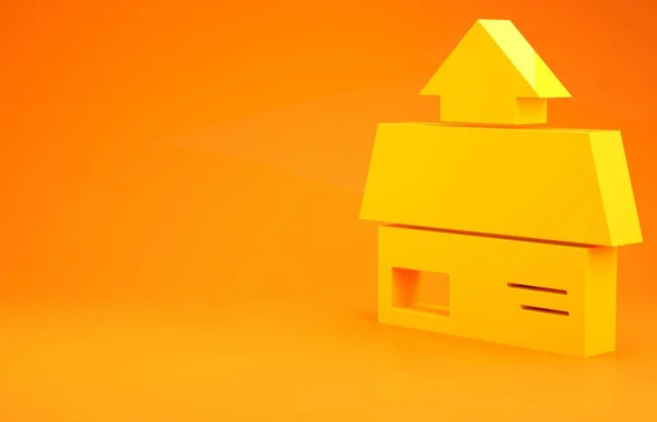 Yellow Carton cardboard box icon isolated on orange background. Box, package, parcel sign. Delivery and packaging. Minimalism concept. 3d illustration 3D render