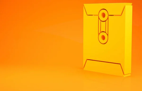 黄色信封图标孤立在橙色背景 电子邮件信件符号 最低纲领的概念 3D说明3D — 图库照片