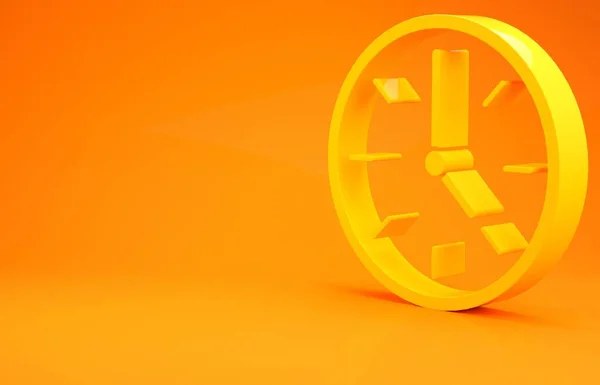 Ikona Žluté Hodiny Izolované Oranžovém Pozadí Časový Symbol Minimalismus Ilustrace — Stock fotografie