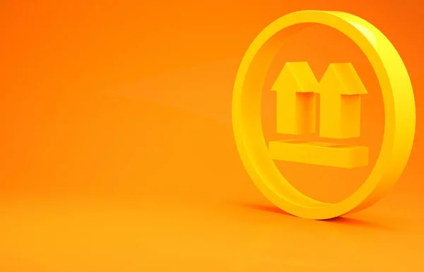 Yellow Side Icon Isolated Orange Background Two Arrows Indicating Top — Stock Photo, Image