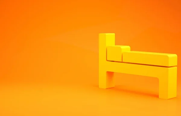 Ícone Cama Amarelo Isolado Fundo Laranja Conceito Minimalismo Ilustração Render — Fotografia de Stock