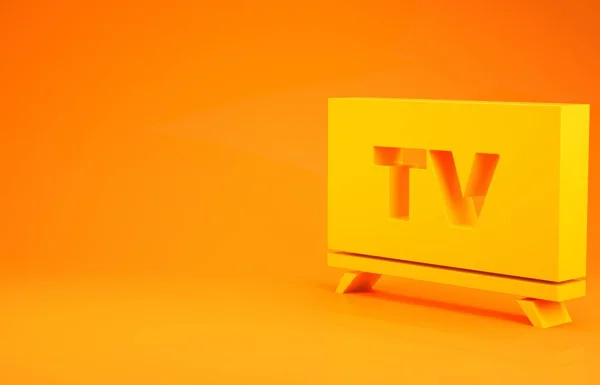 Yellow Smart Icon Isolated Orange Background Television Sign Minimalism Concept — Stock Photo, Image