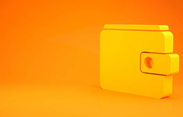 Yellow Wallet Icon Isolated Orange Background Purse Icon Cash Savings — Stock Photo, Image