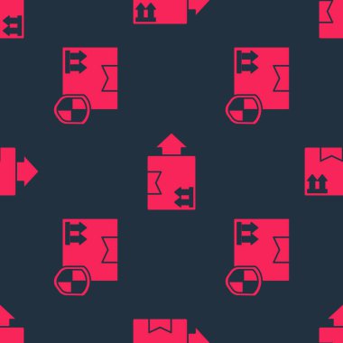 Teslimat paketinin güvenliğini kalkan ve trafik sembollü karton kutuya ayarla. Vektör