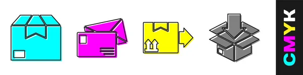 Set Caja Cartón Sobre Caja Cartón Con Símbolo Tráfico Caja — Archivo Imágenes Vectoriales