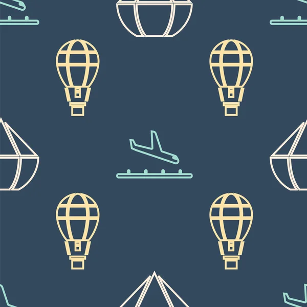 Set Paracaídas Isométricos Globo Aerostático Avión Icono Aterrizaje Vector — Vector de stock