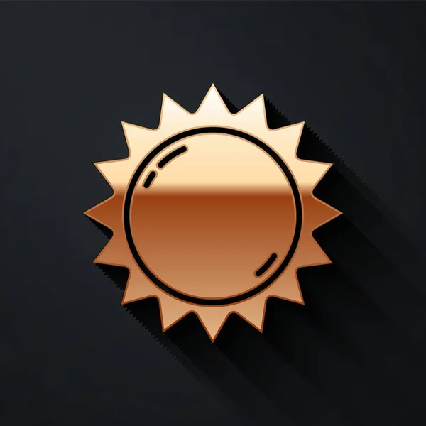 Gold Sun Icon Isolated Black Background Summer Symbol Good Sunny — Stock Vector