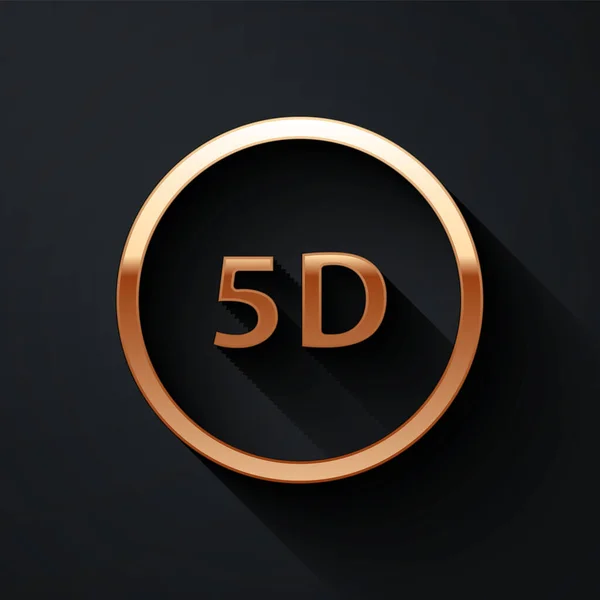 黒の背景に隔離されたゴールド5D仮想現実アイコン 大きな三次元ロゴ 長い影のスタイル ベクターイラスト — ストックベクタ