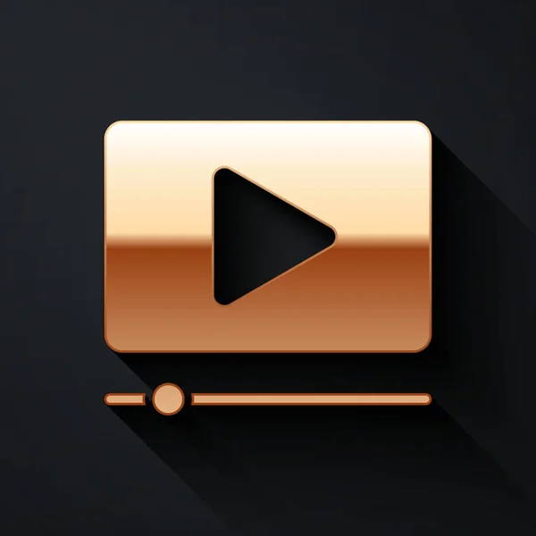 Gold Online Jugar Icono Vídeo Aislado Sobre Fondo Negro Película — Vector de stock