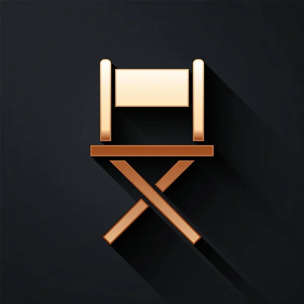 Gold Director Movie Chair Icon Isolated Black Background Film Industry — Stock Vector