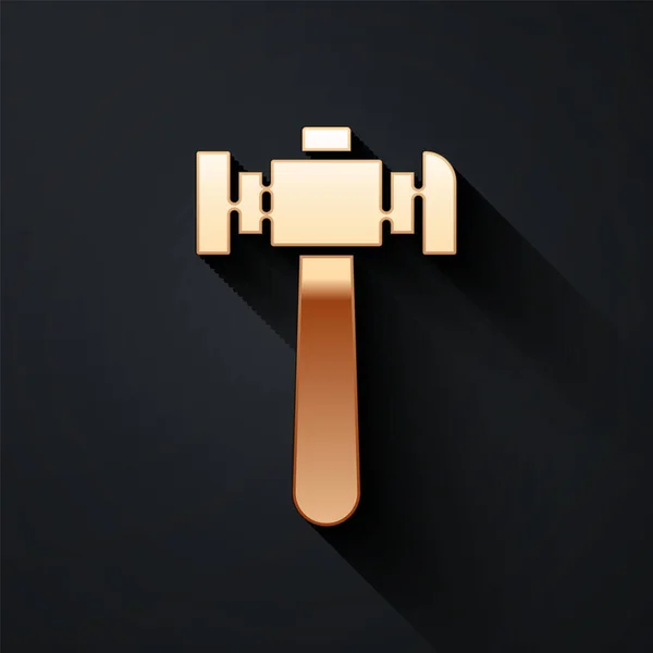 Icône Gold Hammer Isolée Sur Fond Noir Outil Réparation Style — Image vectorielle