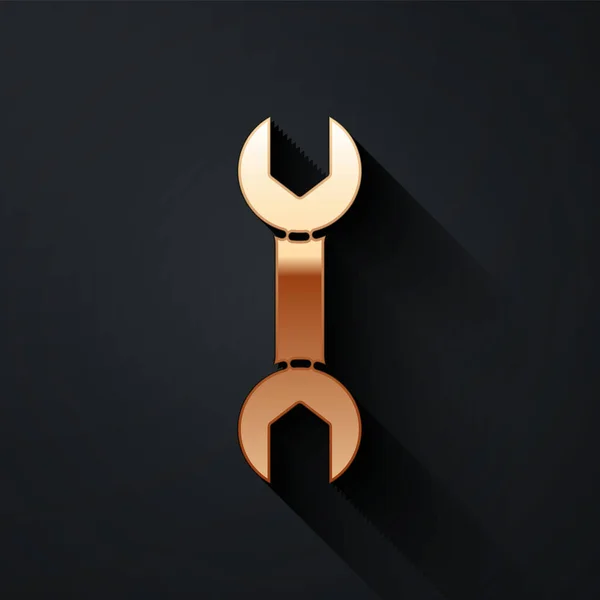 Goldschlüssel Symbol Isoliert Auf Schwarzem Hintergrund Langer Schatten Vektorillustration — Stockvektor