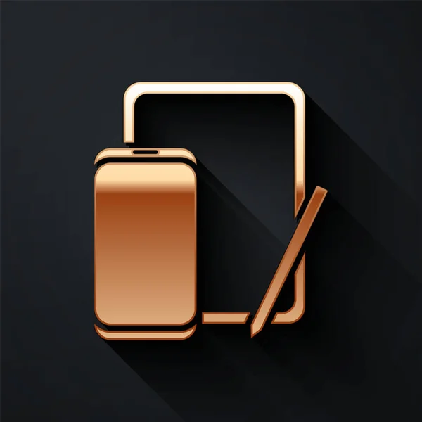 Gold Smartphone Téléphone Portable Icône Tablette Graphique Isolé Sur Fond — Image vectorielle