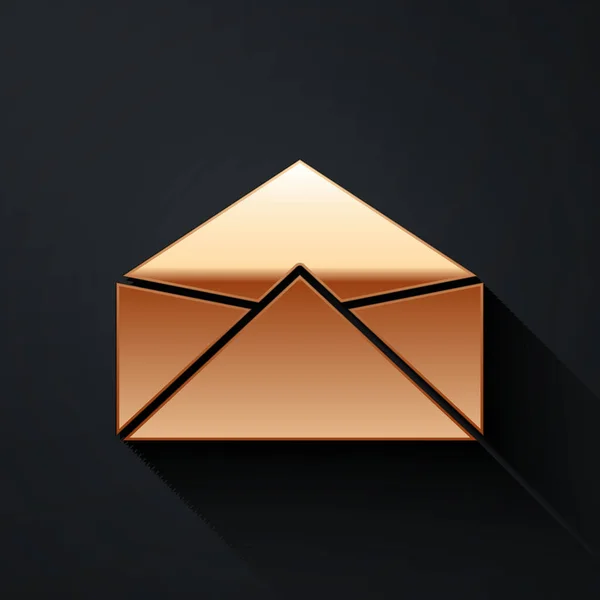 Χρυσό Εικονίδιο Φακέλου Απομονωμένο Μαύρο Φόντο Email Σύμβολο Γράμμα Μήνυμα — Διανυσματικό Αρχείο