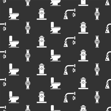 Su musluğu, su sayacı, klozet musluğu ve yangın musluğunu sorunsuz bir şablona ayarla. Vektör