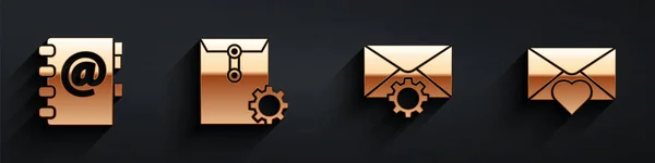 Set Carnet Adresses Réglage Enveloppe Réglage Enveloppe Enveloppe Avec Icône — Image vectorielle