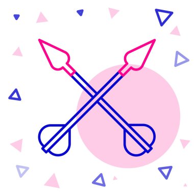 Çizgi çapraz ok simgesi beyaz arkaplanda izole edildi. Renkli taslak konsepti. Vektör İllüstrasyonu