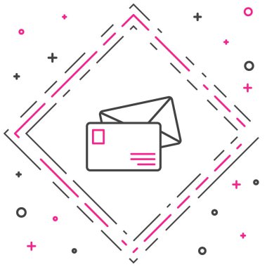 Satır Zarfı simgesi beyaz arkaplanda izole edildi. E- posta mektup sembolü. Renkli taslak konsepti. Vektör İllüstrasyonu