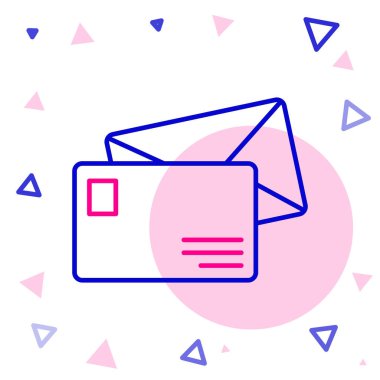 Satır Zarfı simgesi beyaz arkaplanda izole edildi. E- posta mektup sembolü. Renkli taslak konsepti. Vektör İllüstrasyonu