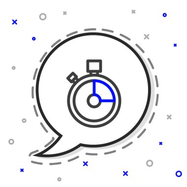 Beyaz arkaplanda hızlı dağıtım simgesi izole edildi. Zamanında servis, hareket halindeki kronometre, son teslim tarihi konsepti, saat hızı. Renkli taslak konsepti. Vektör İllüstrasyonu