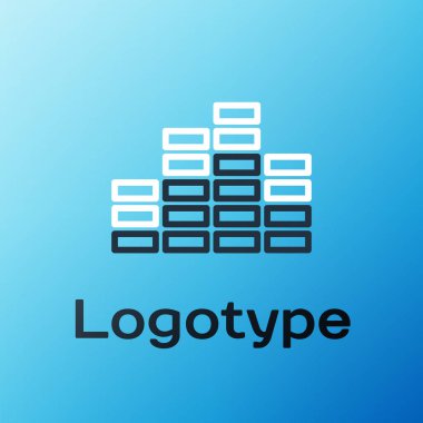 Satır Müzik eşitleyici simgesi mavi arkaplanda izole edildi. Ses dalgası. Ses dijital dengeleyici teknolojisi, konsol paneli, nabız müzikali. Renkli taslak konsepti. Vektör İllüstrasyonu