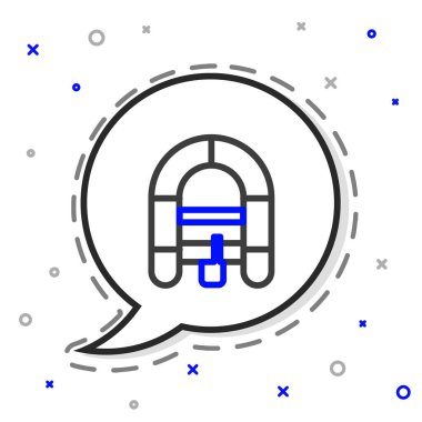 Rafting tekne simgesi beyaz arkaplanda izole edildi. Şişme bot. Su sporları, ekstrem sporlar, tatil, tatil. Renkli taslak konsepti. Vektör İllüstrasyonu