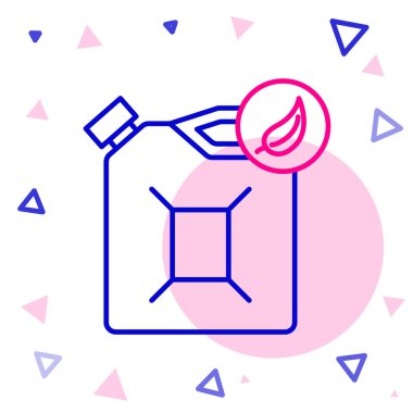 Biyolojik yakıt kutusu simgesi beyaz arka planda izole edildi. Çevre biyolojisi ve namlusu. Yeşil çevre ve geri dönüşüm. Renkli taslak konsepti. Vektör İllüstrasyonu