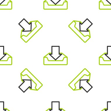 Satır İndirme gelen kutusu simgesi beyaz arkaplanda izole edilmiş kusursuz desen. Vektör İllüstrasyonu