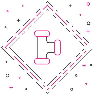 Çizgi Endüstrisi metalik boru ikonu beyaz arka planda izole edildi. Tesisat boru hattının farklı şekillerde parçaları. Renkli taslak konsepti. Vektör İllüstrasyonu