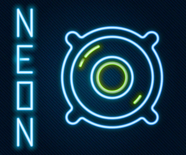 Zářící Neonová Čára Ikona Reproduktoru Stereo Izolovaná Černém Pozadí Reproduktory — Stockový vektor