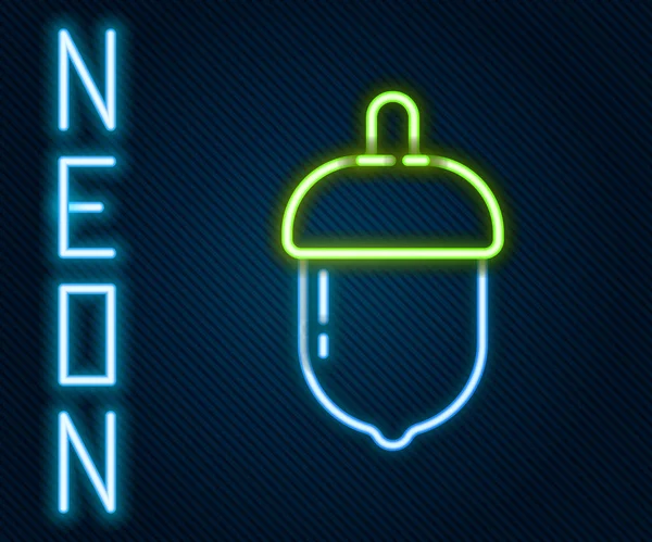 Zářící Neonová Čára Ikona Acorn Izolovaná Černém Pozadí Barevný Koncept — Stockový vektor