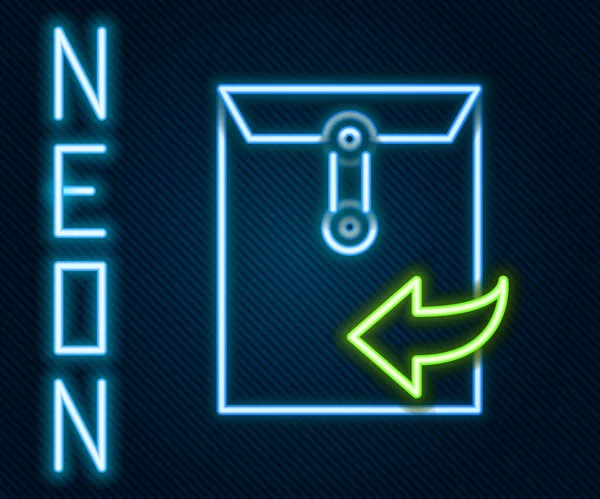 Glödande Neon Linje Kuvert Ikon Isolerad Svart Bakgrund Mottaget Meddelande — Stock vektor