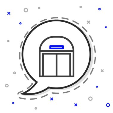 Hat Uçak hangarı simgesi beyaz arkaplanda izole edildi. Renkli taslak konsepti. Vektör İllüstrasyonu