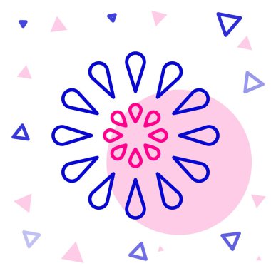 Firework çizgi simgesi beyaz arkaplanda izole edildi. Eğlence partisi anlayışı. Patlayıcı havai fişek sembolü. Renkli taslak konsepti. Vektör İllüstrasyonu