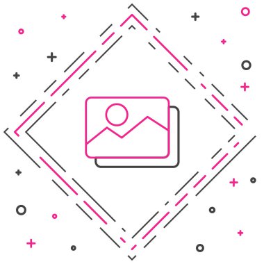 Çizgi Resim manzara simgesi beyaz arkaplanda izole edildi. Renkli taslak konsepti. Vektör İllüstrasyonu