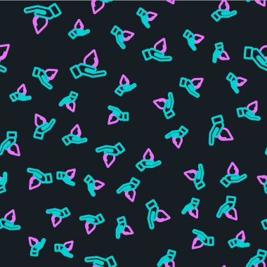 Sabun ikonuyla ellerini yıkamak siyah arka planda izole edilmiş, pürüzsüz desen. Virüs ve bakterileri önlemek için ellerini sabunla yıkıyorsun. Vektör İllüstrasyonu