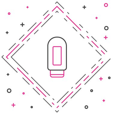 Beyaz arkaplanda çizgi kremi ya da losyon kozmetik tüp simgesi izole edilmiş. Erkekler için vücut bakım ürünleri. Renkli taslak konsepti. Vektör İllüstrasyonu