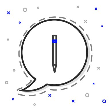 Silgi simgesine sahip satır kalem beyaz arkaplanda izole edildi. Çizim ve eğitim araçları. Okul sembolü. Renkli taslak konsepti. Vektör İllüstrasyonu