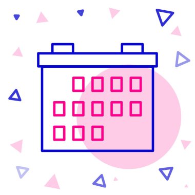 Çizgi Takvimi simgesi beyaz arkaplanda izole edildi. Olay hatırlatma sembolü. Renkli taslak konsepti. Vektör İllüstrasyonu