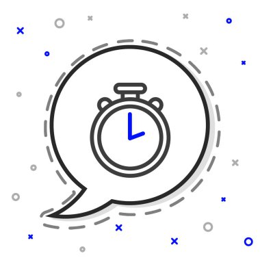 Çizgi Kronometresi simgesi beyaz arkaplanda izole edildi. Zaman göstergesi. Kronometre işareti. Renkli taslak konsepti. Vektör İllüstrasyonu