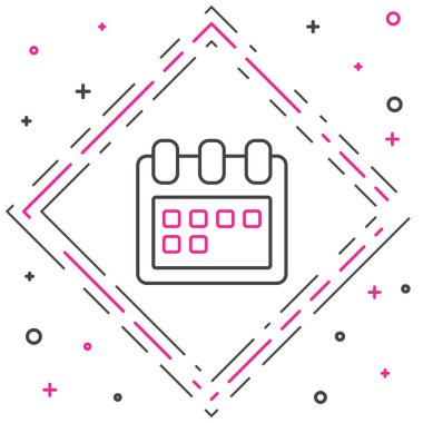 Çizgi Takvimi simgesi beyaz arkaplanda izole edildi. Olay hatırlatma sembolü. Renkli taslak konsepti. Vektör İllüstrasyonu