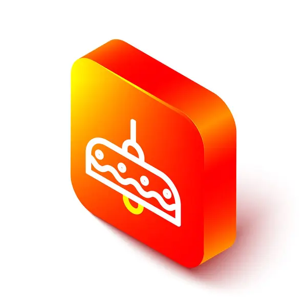 Isometrische Linie Kronleuchter Symbol Isoliert Auf Weißem Hintergrund Orangefarbene Quadratische — Stockvektor