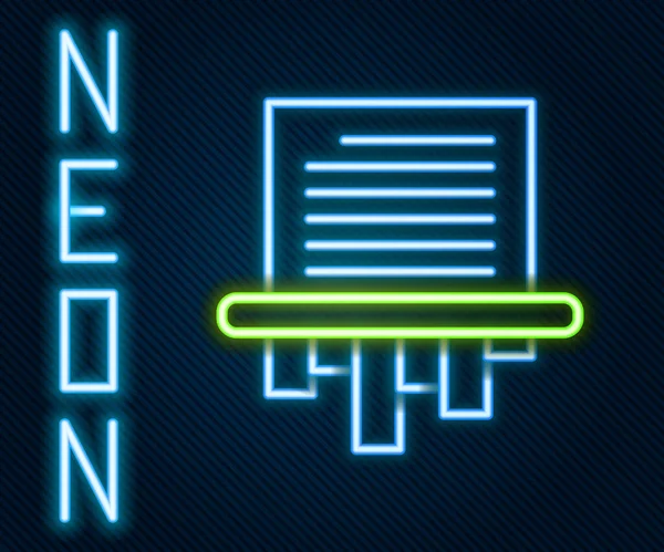 Gloeiende Neon Lijn Papier Shredder Vertrouwelijke Prive Document Kantoor Informatie — Stockvector