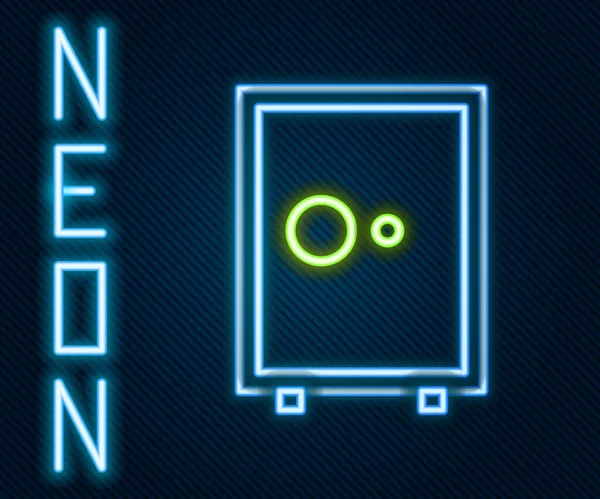 Zářící Neonová Čára Bezpečná Ikona Izolovaná Černém Pozadí Dveře Zabezpečí — Stockový vektor