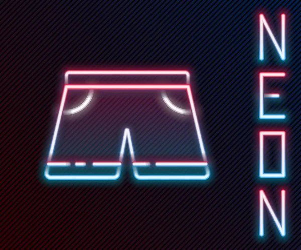 Linia Strălucitoare Neon Trunchiuri Înot Pictograma Izolată Fundal Negru Conceptul — Vector de stoc