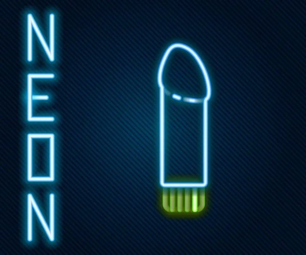 Glowing Neon Line Dildo Vibrator Sex Games Icon Isolated Black — ストックベクタ